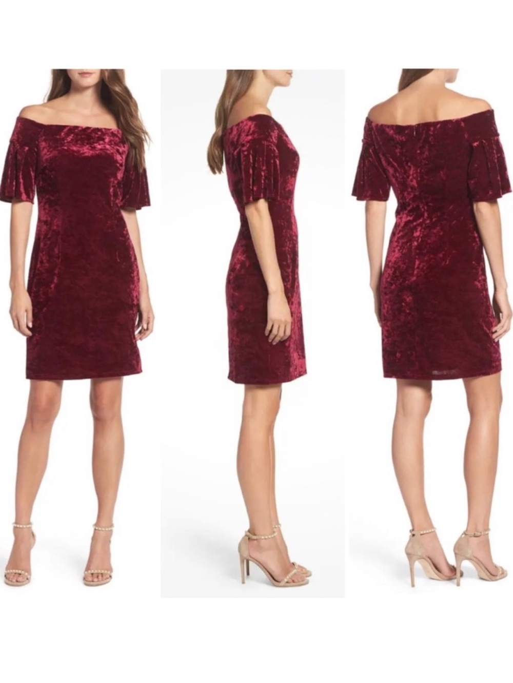 Like New Eliza J off the shoulder velveteen dress